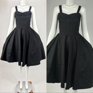 Vtg 50s rockabilly style black circle skirt dress